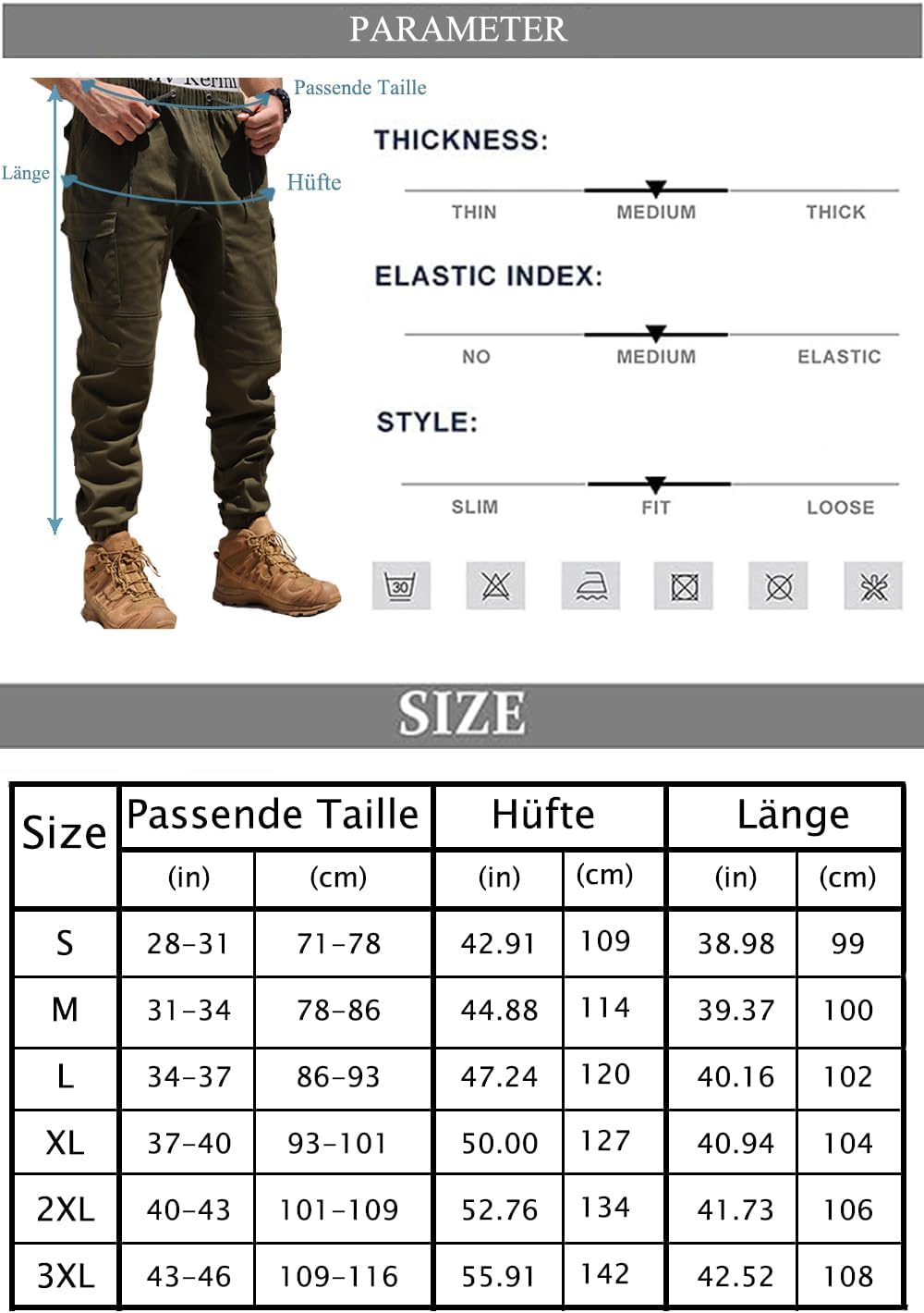 Cindeyar Herren Hosen Slim Fit Casual Jogger Sporthose Freizeithose Cargo Chino Jeans Hose 6 - rockonmodels.de