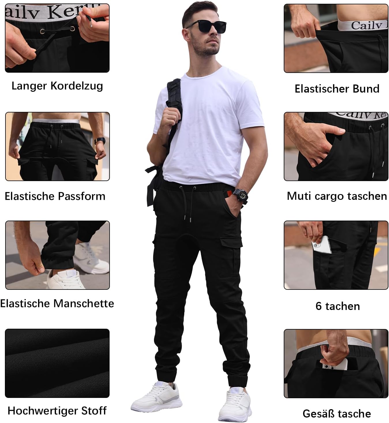 Cindeyar Herren Hosen Slim Fit Casual Jogger Sporthose Freizeithose Cargo Chino Jeans Hose 16 - rockonmodels.de