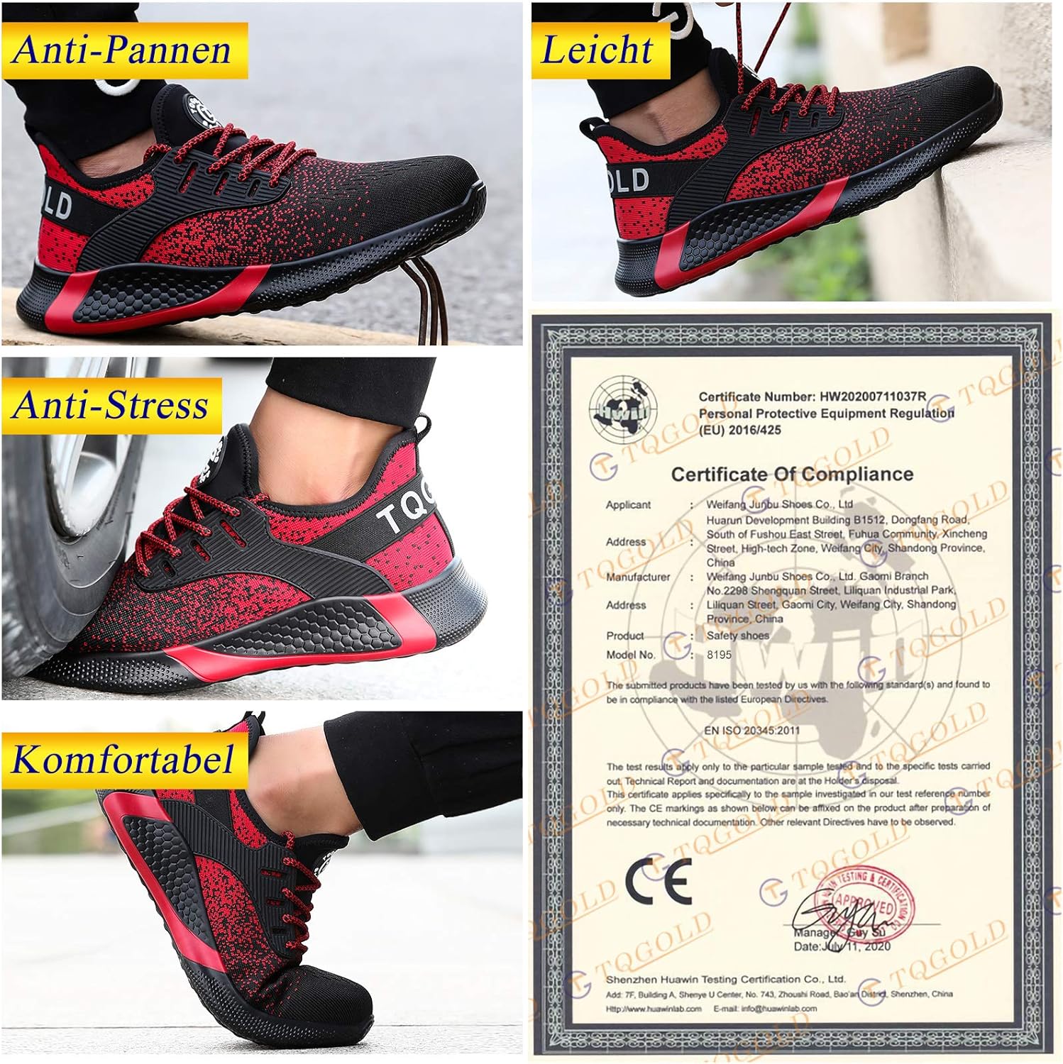 AONETIGER Sicherheitsschuhe Herren Damen Leicht Arbeitsschuhe Stahlkappe Sportlich Schutzschuhe Atmungsaktiv rutschfest Schuhe Sneaker 6 818Ys6fkPOL. AC SL1500 - rockonmodels.de