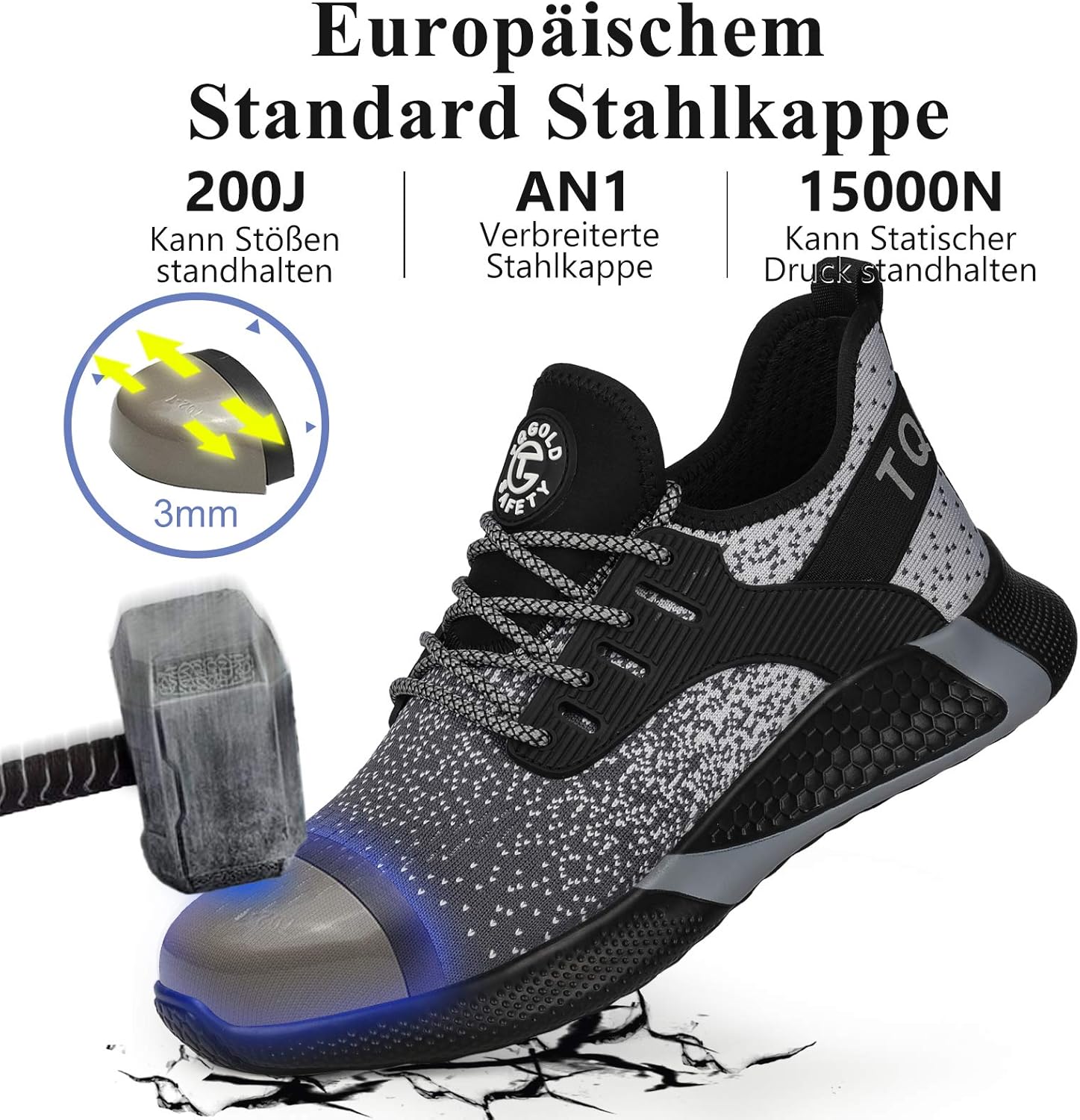 AONETIGER Sicherheitsschuhe Herren Damen Leicht Arbeitsschuhe Stahlkappe Sportlich Schutzschuhe Atmungsaktiv rutschfest Schuhe Sneaker 17 81M7Lsk S4L. AC SL1500 - rockonmodels.de