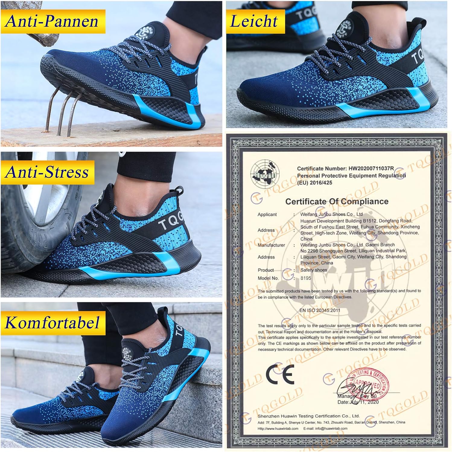 AONETIGER Sicherheitsschuhe Herren Damen Leicht Arbeitsschuhe Stahlkappe Sportlich Schutzschuhe Atmungsaktiv rutschfest Schuhe Sneaker 13 81OOVtVB2SL. AC SL1500 - rockonmodels.de