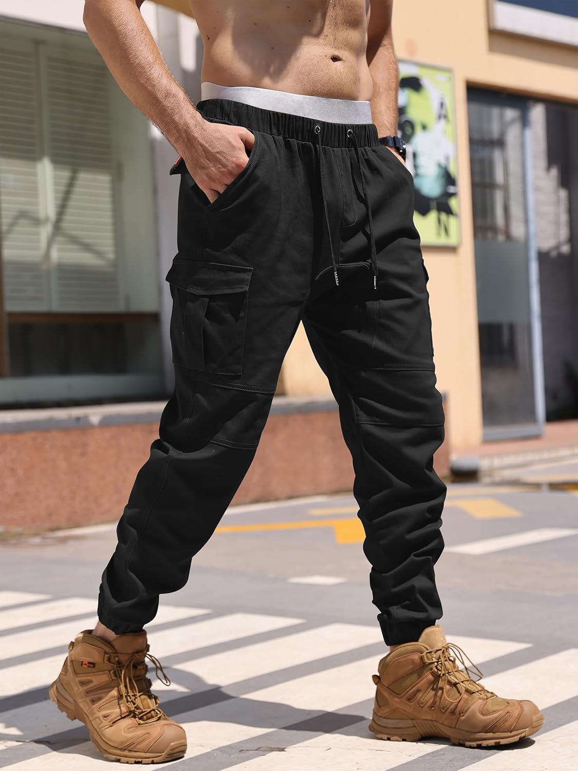 Cindeyar Herren Hosen Slim Fit Casual Jogger Sporthose Freizeithose Cargo Chino Jeans Hose 14 - rockonmodels.de