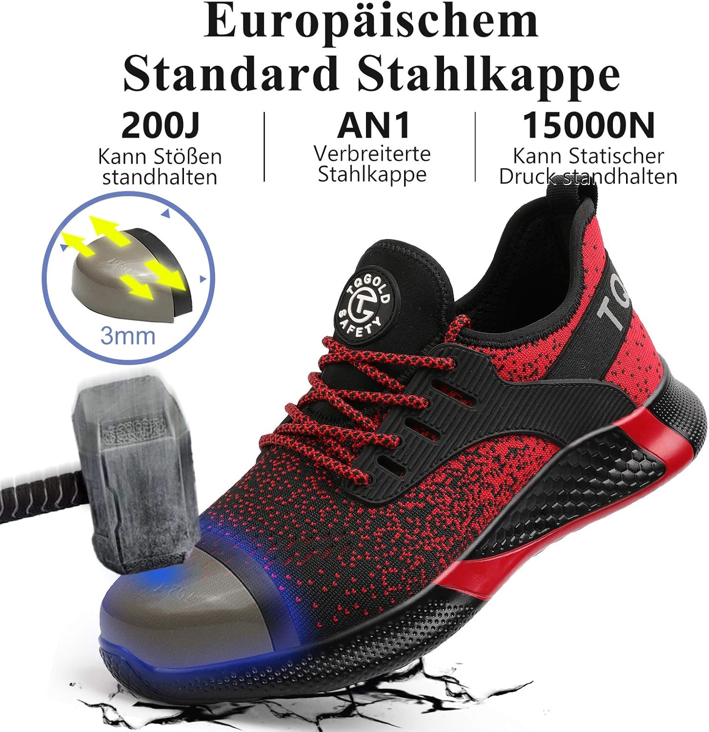 AONETIGER Sicherheitsschuhe Herren Damen Leicht Arbeitsschuhe Stahlkappe Sportlich Schutzschuhe Atmungsaktiv rutschfest Schuhe Sneaker 3 81vSRIwIbDL. AC SL1500 - rockonmodels.de