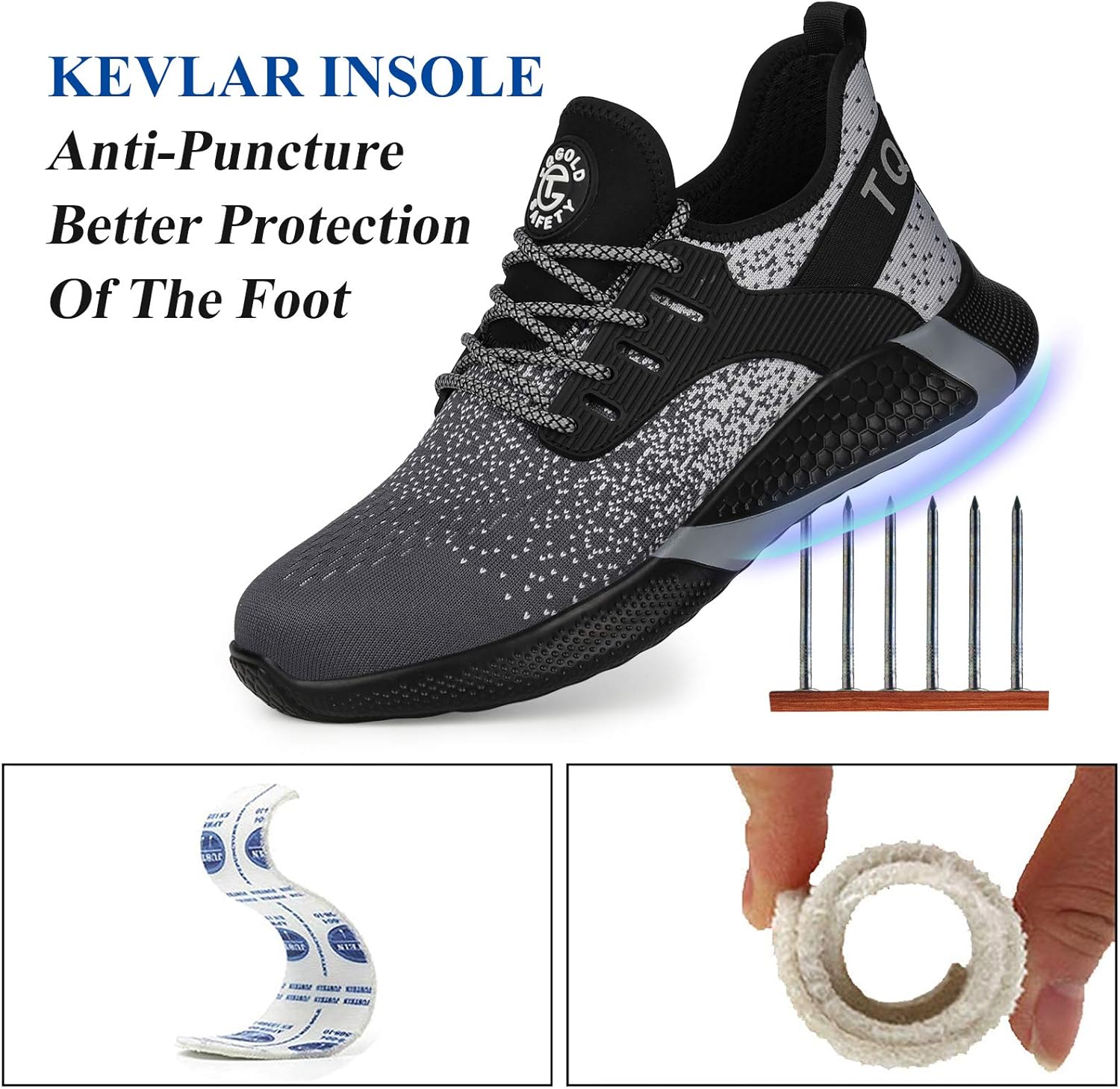 AONETIGER Sicherheitsschuhe Herren Damen Leicht Arbeitsschuhe Stahlkappe Sportlich Schutzschuhe Atmungsaktiv rutschfest Schuhe Sneaker 18 81w114b6meL. AC SL1500 - rockonmodels.de