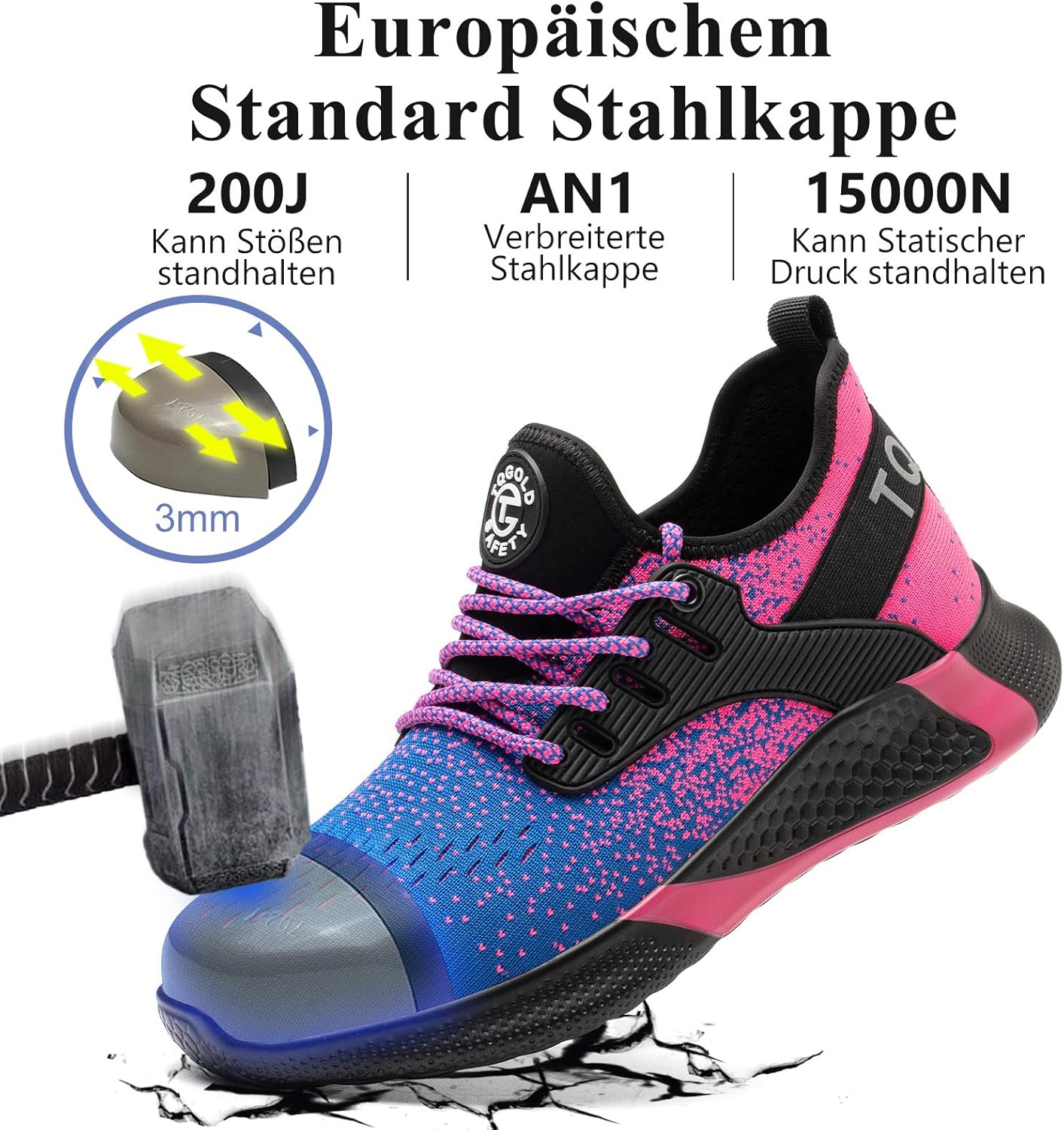 AONETIGER Sicherheitsschuhe Herren Damen Leicht Arbeitsschuhe Stahlkappe Sportlich Schutzschuhe Atmungsaktiv rutschfest Schuhe Sneaker 24 81wJn3 VmlL. AC SL1500 - rockonmodels.de