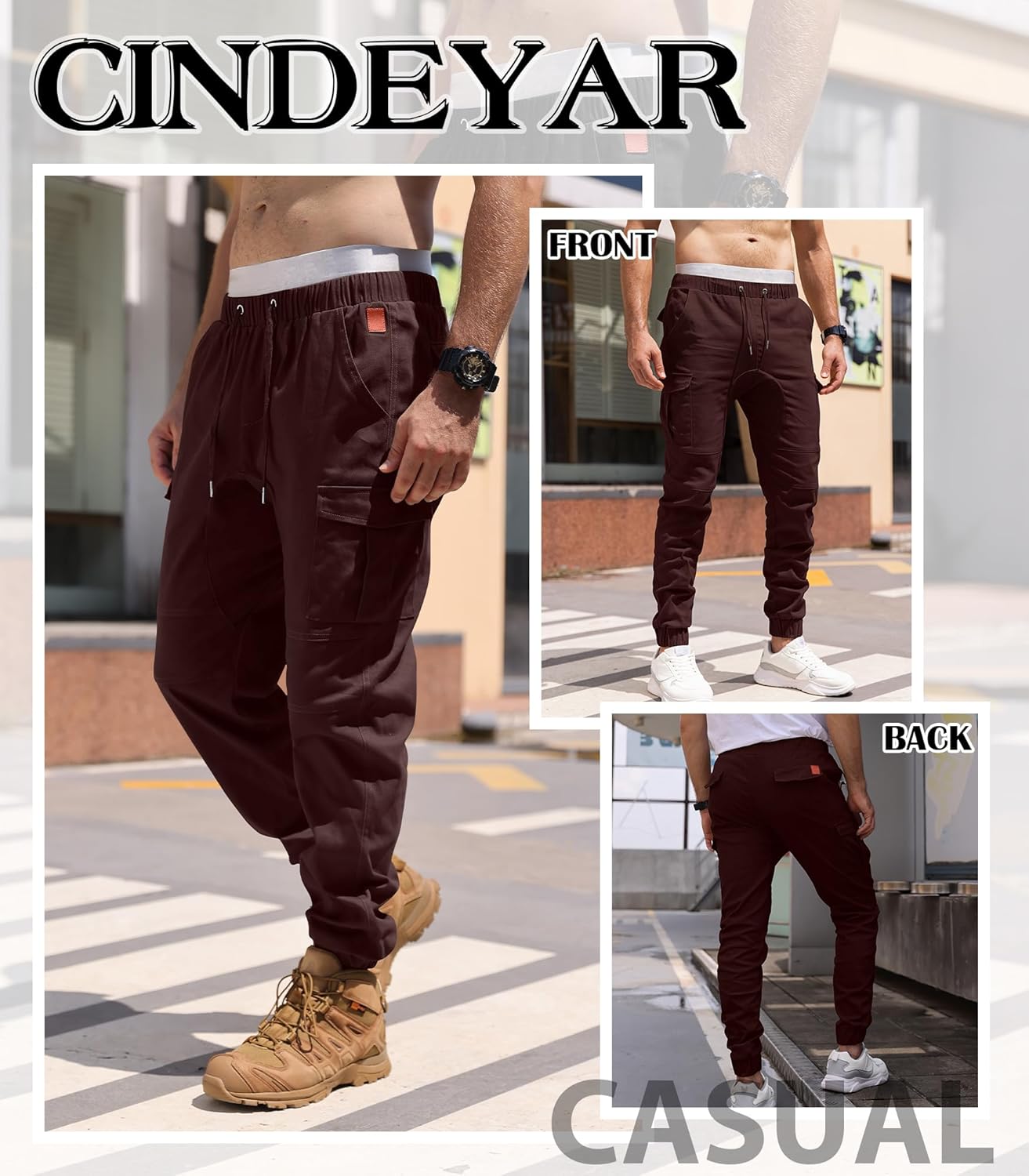 Cindeyar Herren Hosen Slim Fit Casual Jogger Sporthose Freizeithose Cargo Chino Jeans Hose 5 - rockonmodels.de